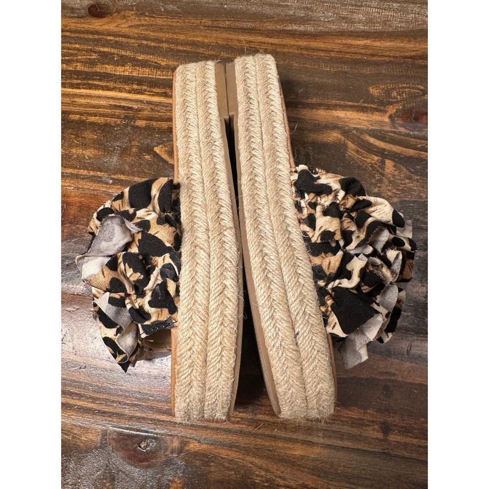 CCOCCI Women's Leopard Ruffle Platform Espadrille Slide Sandals Size 7 - Picture 7 of 9